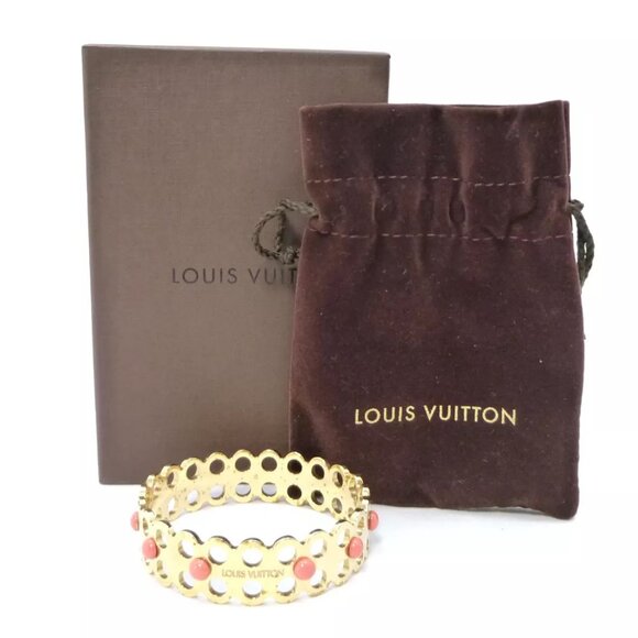 Auth LOUIS VUITTON Hide and Seek Bangle Size S Bracelet M66529 Gold - Picture 1 of 12